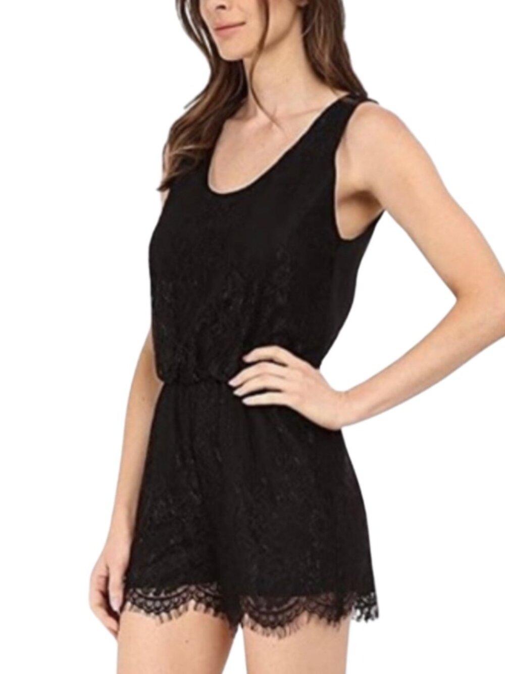 SAM EDELMAN Black Lace Romper Sleeveless Feminine 2 XSmall